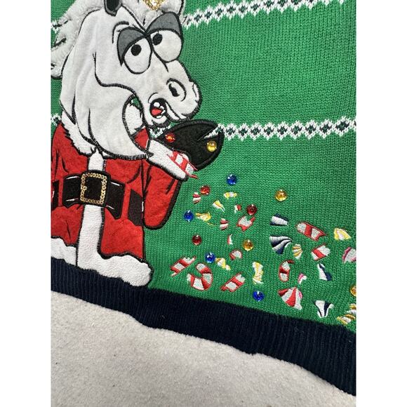 Joy Sweaters Ugly Christmas Sweater Adult L Green Knit Holiday Unicorn Candy - Picture 5 of 7